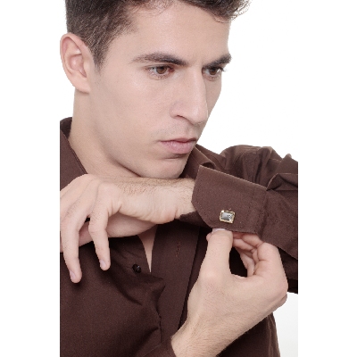 Boutons de manchette rectangulaires en or blanc et jaune 18k