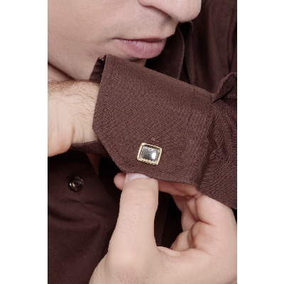 Boutons de manchette rectangulaires en or blanc et jaune 18k