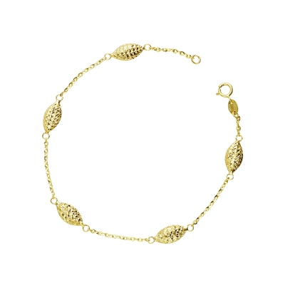 Bracelet avec navettes godronnées en or jaune 18 carats