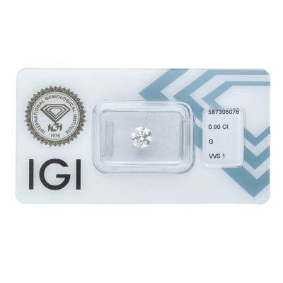Diamant Certifié IGI   CT 0,90   G   VVS 1