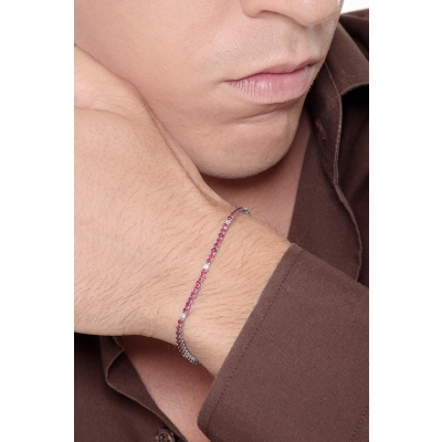 Bracelet en Or Blanc 18k avec Rubis et Diamants