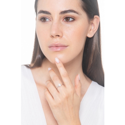 Bague avec diamant taille goutte 0,50 ct GIA en or blanc 18k