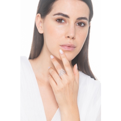 Bague toi et moi en or blanc 18k avec diamants