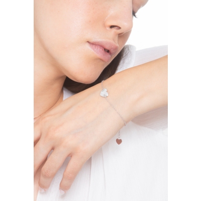 Bracelet en or blanc 18k avec cœur pavé de diamants