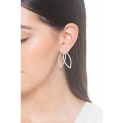 Boucles doreilles double ovale en or blanc 18k avec diamants 2