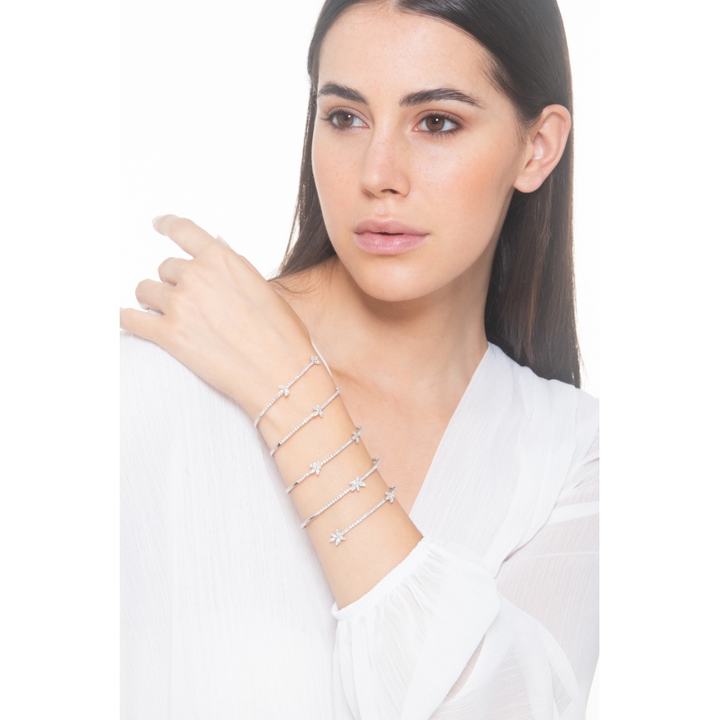 Bracelet à ressort en or blanc 18 carats avec diamants