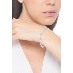 Bracelet en or blanc 18k motif feuilles diamants  2