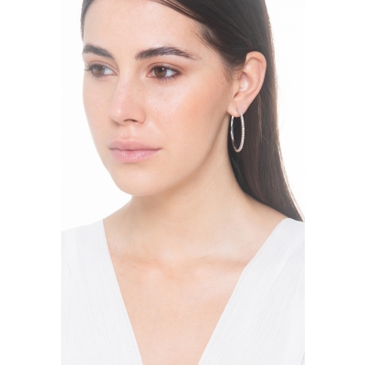 Grandes créoles diamants or blanc 18k  