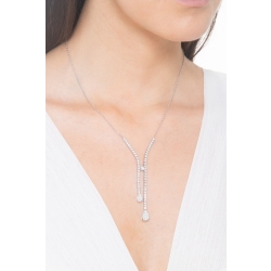 Collier en Y design en or blanc 18k avec rivière de diamants 2