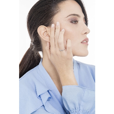 Alliance demi tour or blanc 18k et 5 diamants 0.15 ct