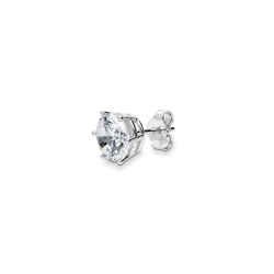 Mono boucle d’oreille solitaire en or blanc 18k avec zircon 8 mm.