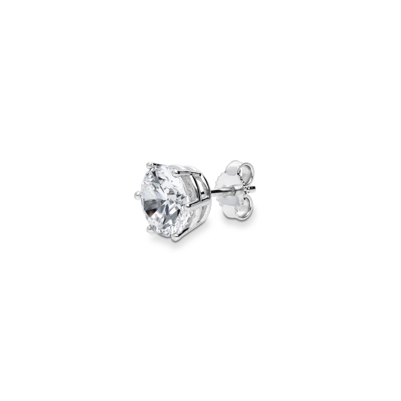 Mono boucle d’oreille solitaire en or blanc 18k avec zircon 8 mm.
