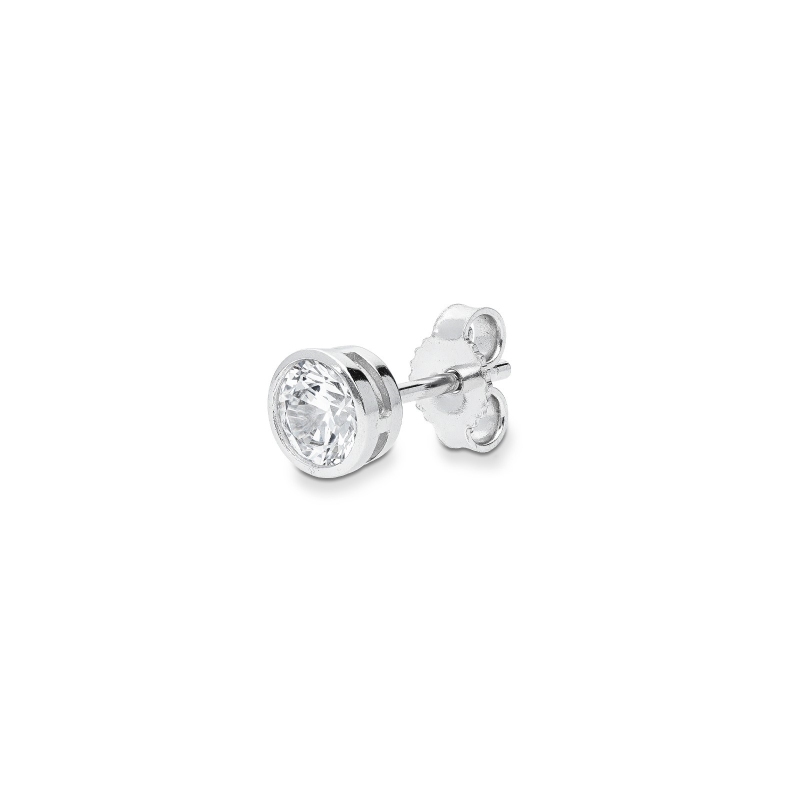 Mono boucle d'oreille en or blanc 18 carats avec zircon