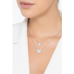 Collier en or blanc 18 carats avec deux cœurs en diamants  2