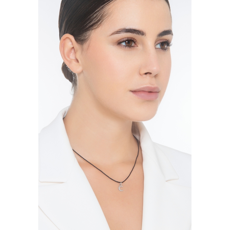 Pendentif avec initiale C en Or blanc 18 carats