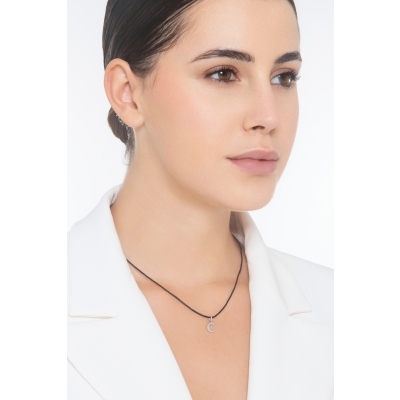 Pendentif avec initiale C en Or blanc 18 carats