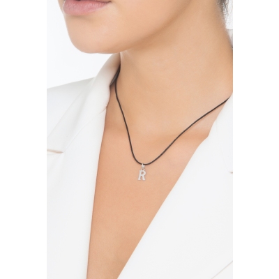 Pendentif avec initiale R Or blanc 18 carats  