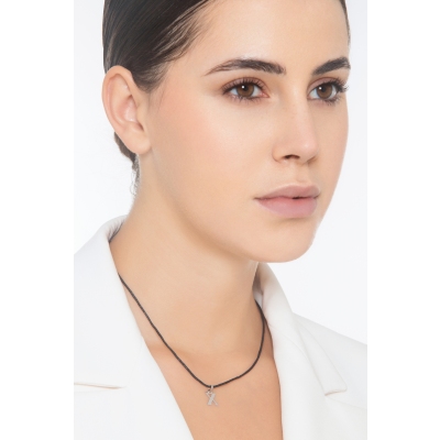 Pendentif avec lettre initiale X en majuscule en or blanc 18K