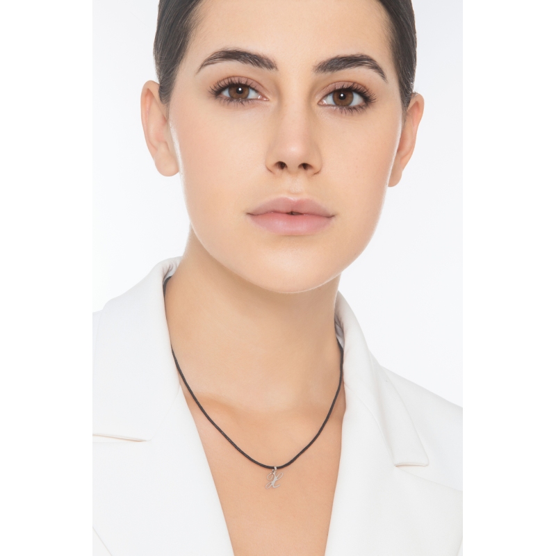 Pendentif avec la lettre X en or blanc 18k