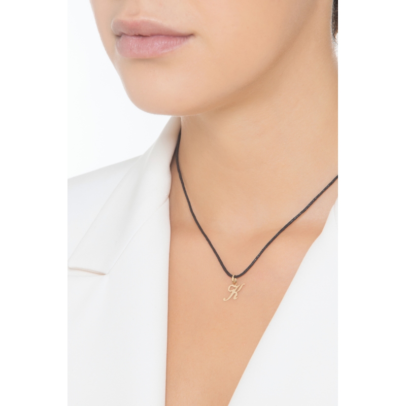 Pendentif avec initiale K en italique en or jaune 18k