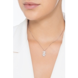 Collier en or blanc 18k avec pendentif fille en diamants  2