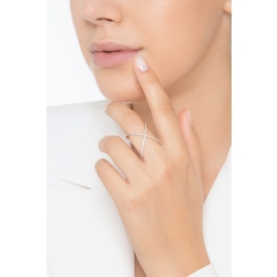 Bague croisée avec diamants en or blanc 750  2