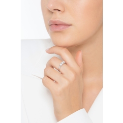 Demi alliance trilogie en or blanc 18k avec diamants 0.90 ct 2