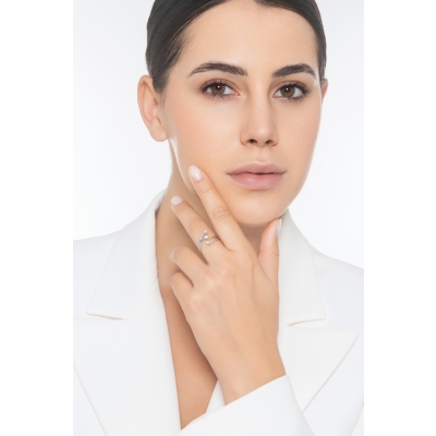 Bague diamant trilogie or blanc 750 0.30 ct