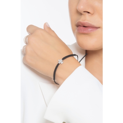 Bracelet avec cordon noir réglable et petit ange