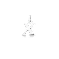 Pendentif avec lettre initiale X en majuscule en or blanc 18K