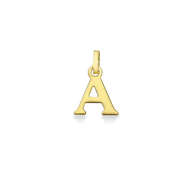 Pendentif lettre initiale A en or jaune 18 carat