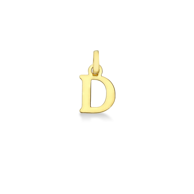 Pendentif avec la lettre initiale D en or jaune 18 carats