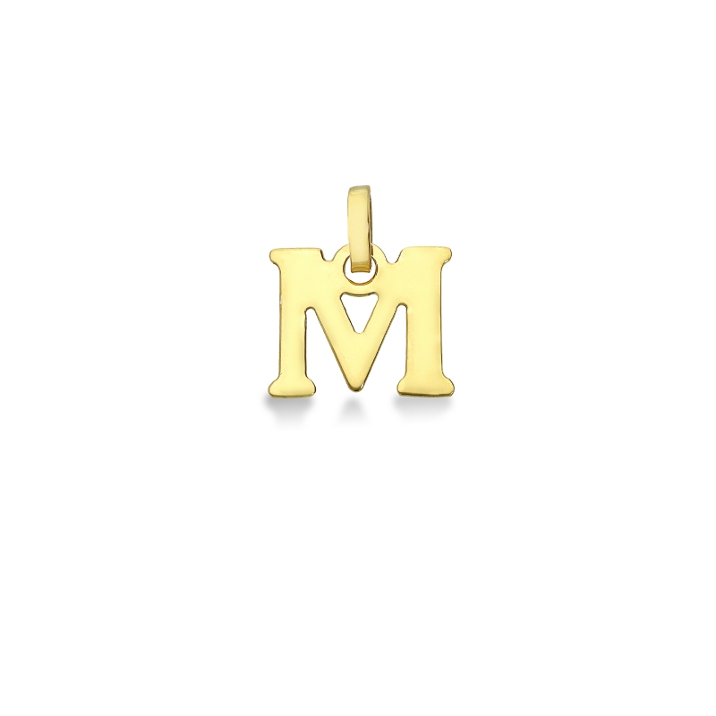 Pendentif avec la lettre initiale M en or jaune 18 carat