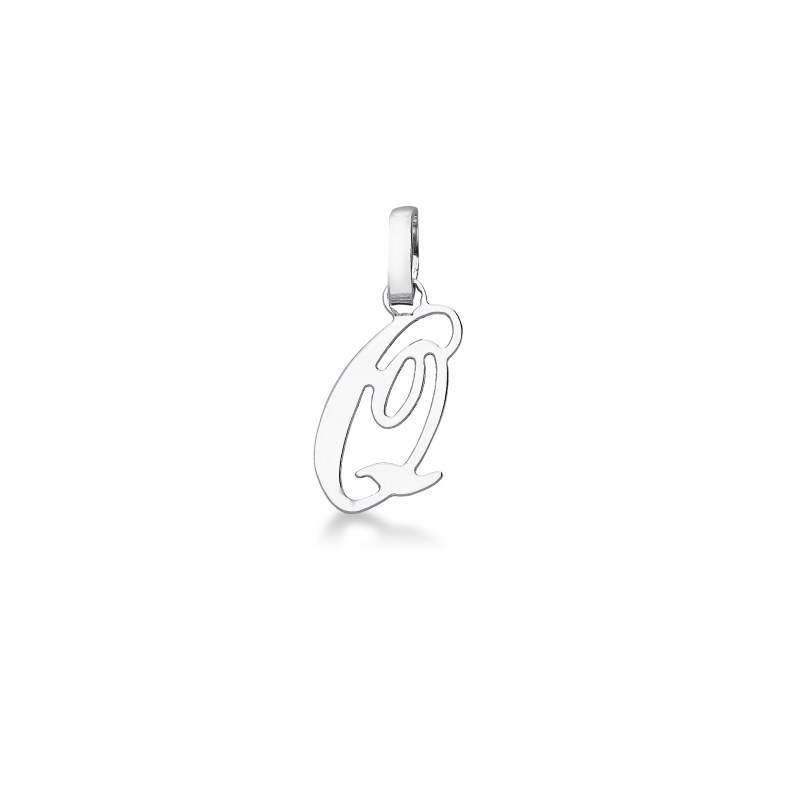  Pendentif avec la lettre Q en or blanc 18k 