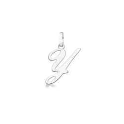 Pendentif avec la lettre Y en initiale cursive en or blanc 18k
