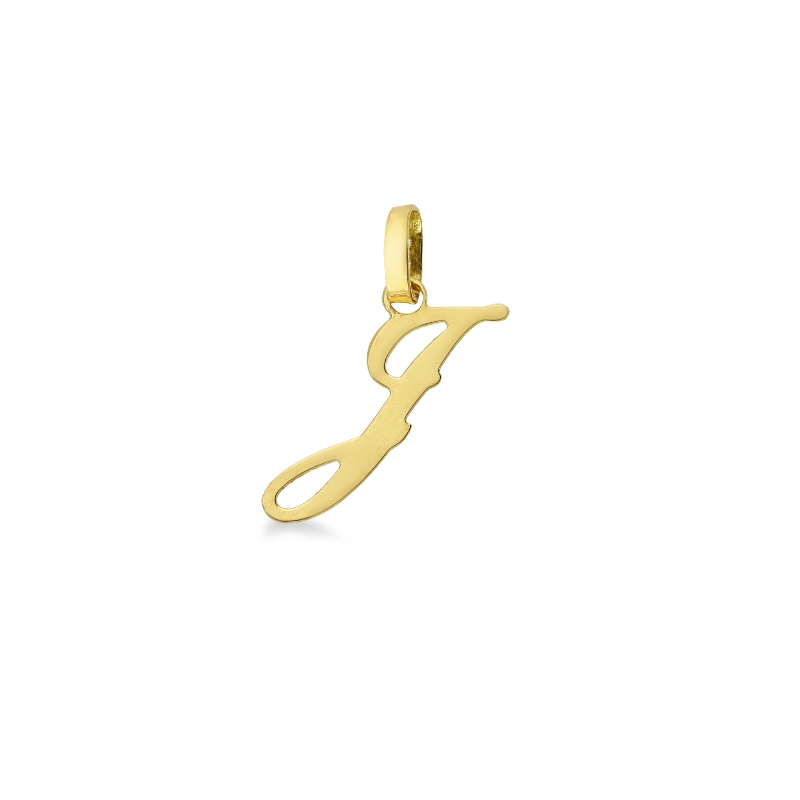 Pendentif avec initiale J en italique en or jaune 18k