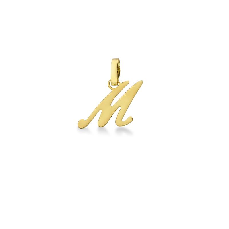 Pendentif avec initiale M en italique en or jaune 18k