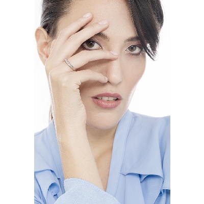 Bague demi-tour 7 diamants 0.25 ct en or blanc 18k