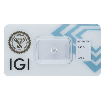 Diamant Certifié IGI  CT 0,40   F   VVS 1