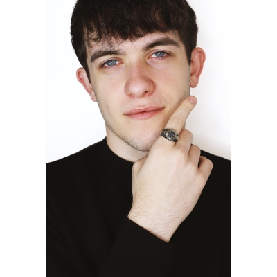 Bague Homme en Or Jaune 18k avec Zircones Noires