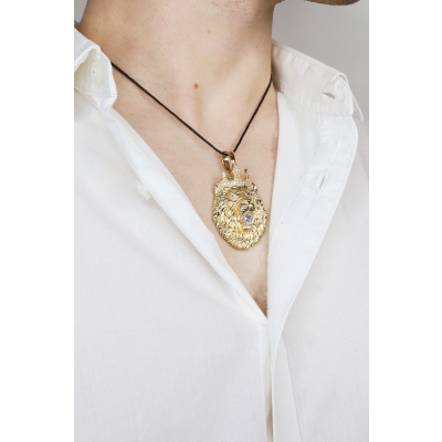 Pendentif Tête Lion Or Jaune 18K 