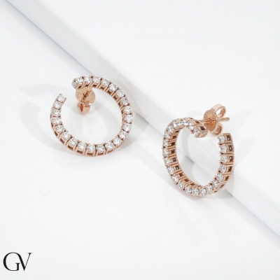 Boucles d'oreilles en or rose 750 avec diamants
