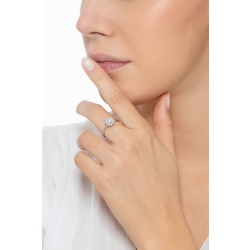 Bague halo en forme de fleur CT0.20 2