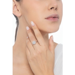 Bague halo en forme de fleur avec diamant central 0.50 ct or blanc 18k 2