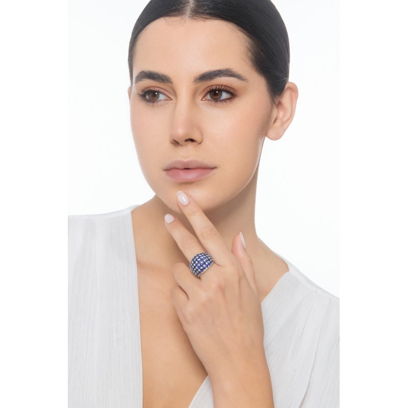 Bague saphir bleu et diamant