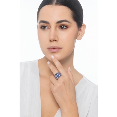 Bague saphir bleu et diamant