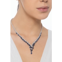 Collier en Y cascade en or blanc 18k avec saphirs bleus goutte et diamants 2