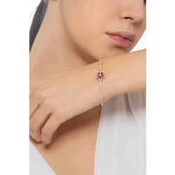 Bracelet fleur en or rose avec rubis et diamants 2
