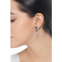 Boucles d'oreilles saphir bleu et diamant 2