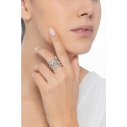 Bague à ressort en spirale avec une navette et diamants 2